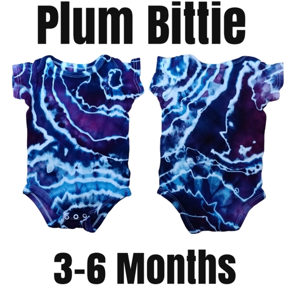 Plum Bittie Tie Dye onesie 3-6 months Purple and Blue Geode Style Soft Comfy - Picture 3 of 6